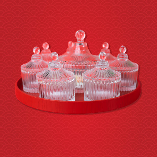 【大吉大利】27cm圓形紅色攢盒套裝