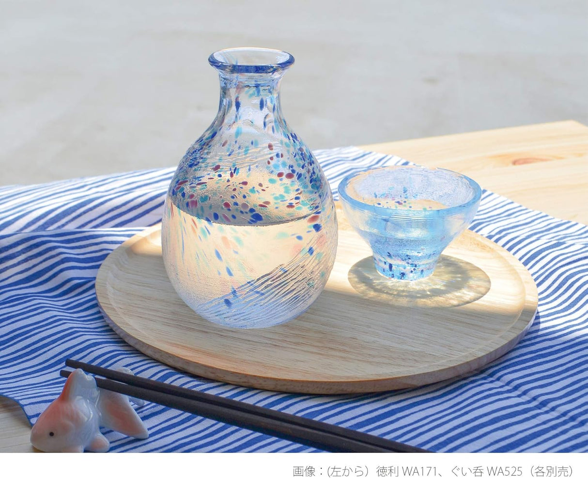 手工製作 250 毫升藍色玻璃瓶及配套清酒杯