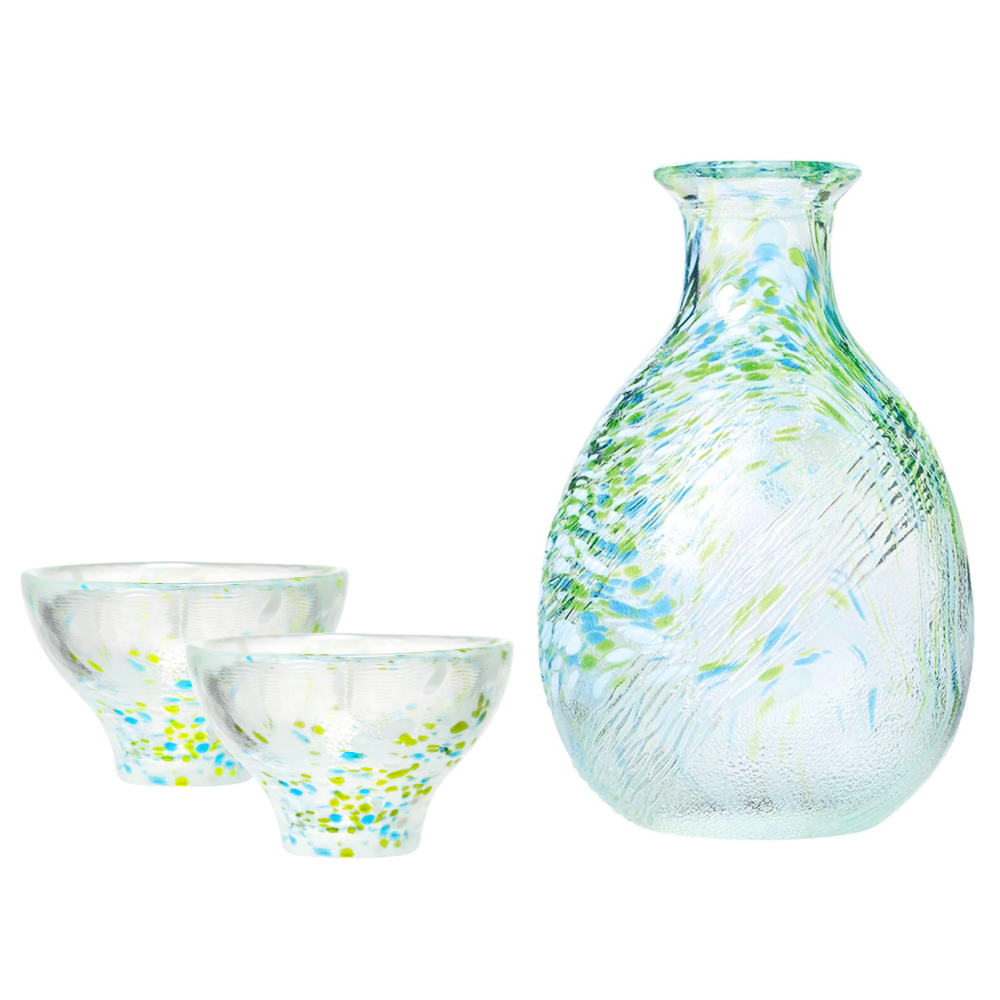 手工製作 250ML 綠玻璃水瓶及配套清酒杯