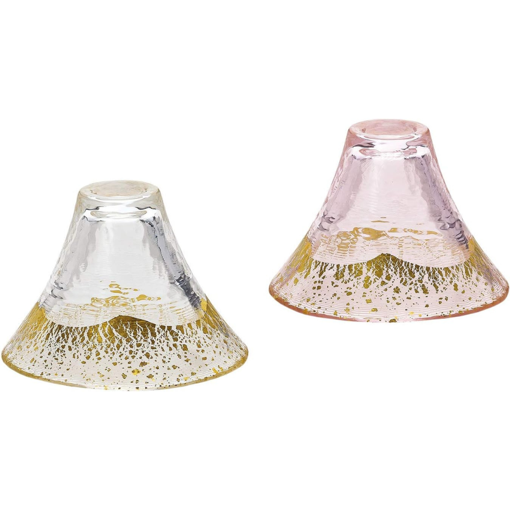 手工清酒杯(2 件組)玫瑰金與透明金