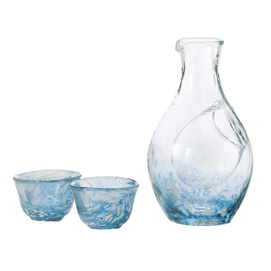 Handmade Sake Cup & Carafe Set - Blue