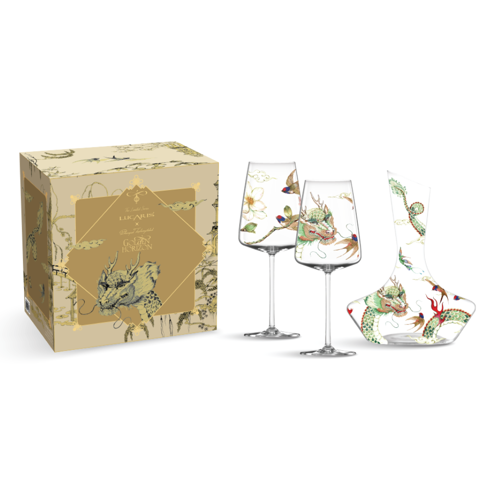 Golden Horizon Muse Red Wine & Decanter Emerald Dragon Set