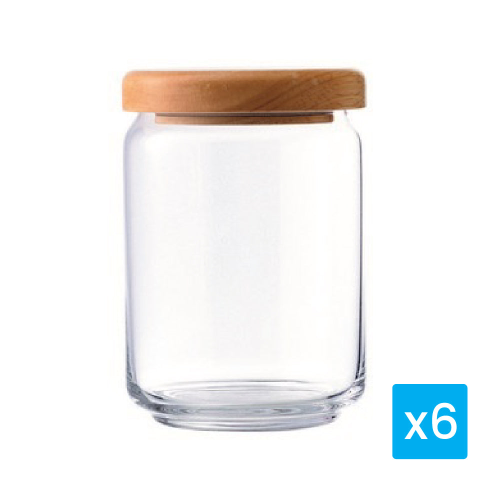 650ML POP JAR W/WOODEN LID (6 pieces)