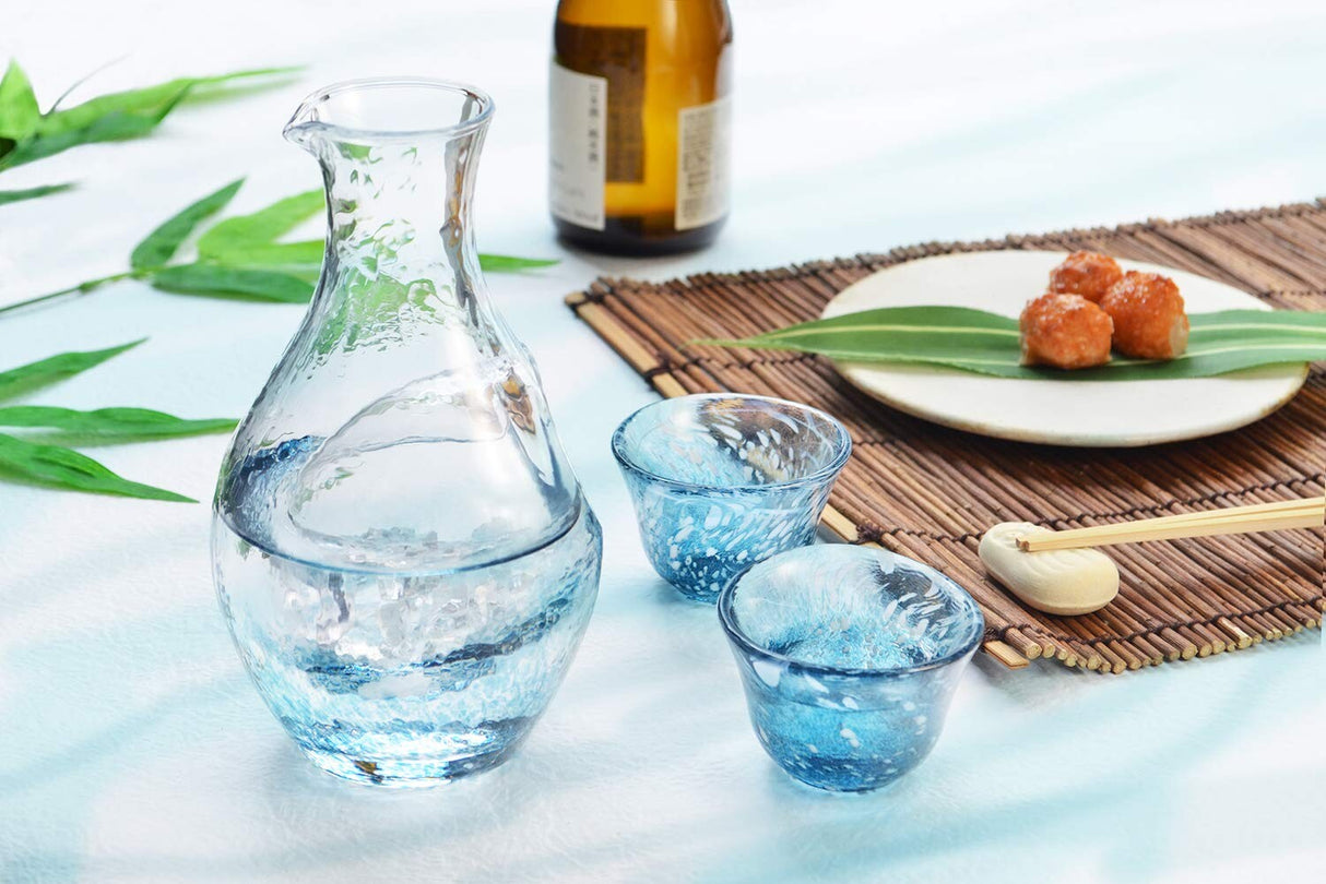 Handmade Sake Cup & Carafe Set - Blue