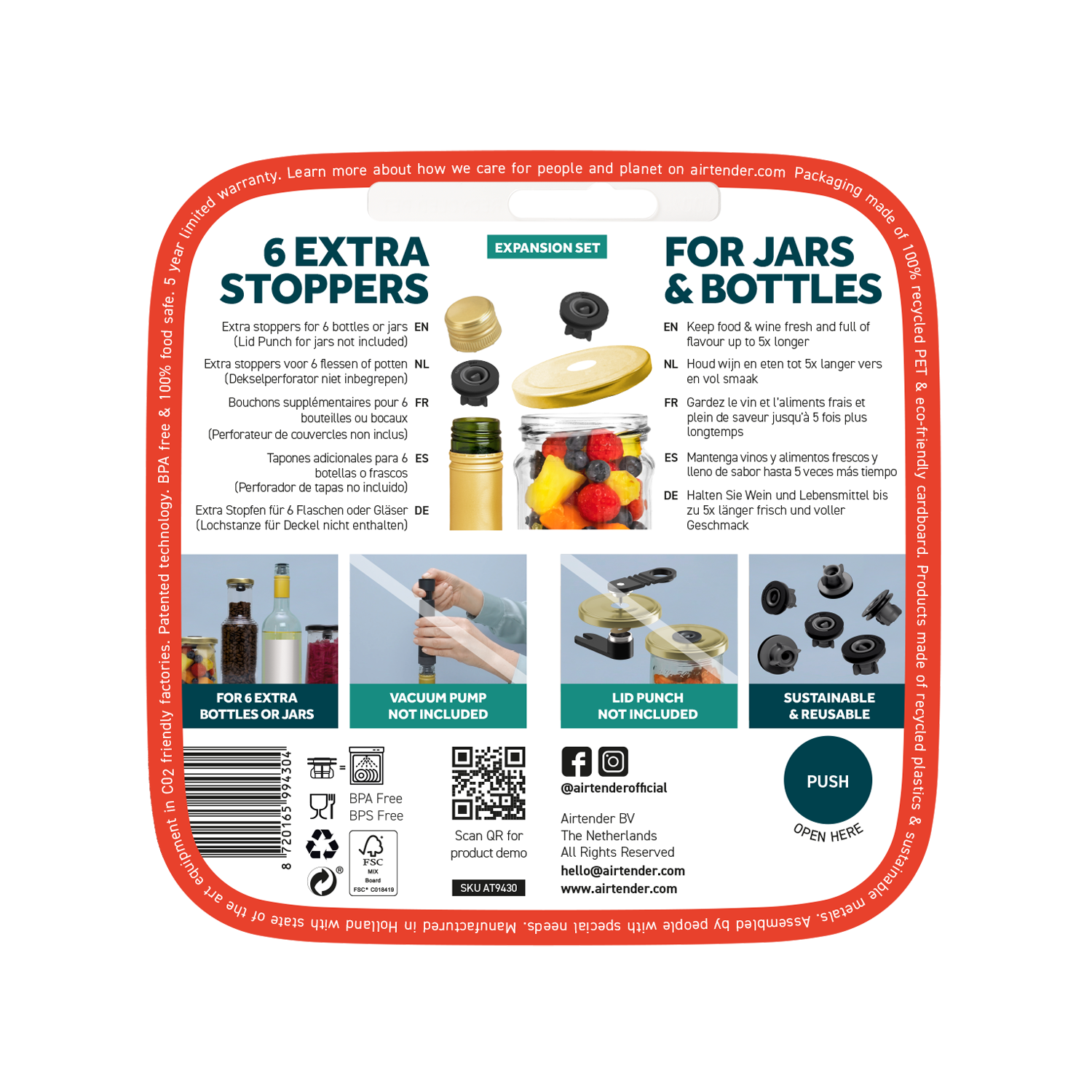 額外塞子 6 件裝吸塑包裝 - AIRTENDER