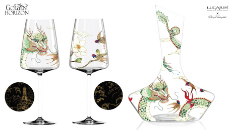 Golden Horizon Muse Red Wine & Decanter Emerald Dragon Set