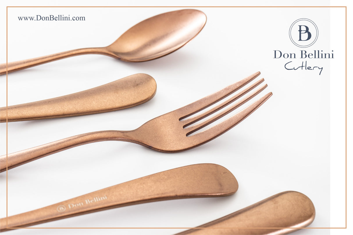 Matte Rose Gold 4-Piece Silverware Set, 304 Stainless Steel Stone Washed