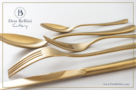 霧面金色 4 件套銀器套裝，304 不鏽鋼石洗