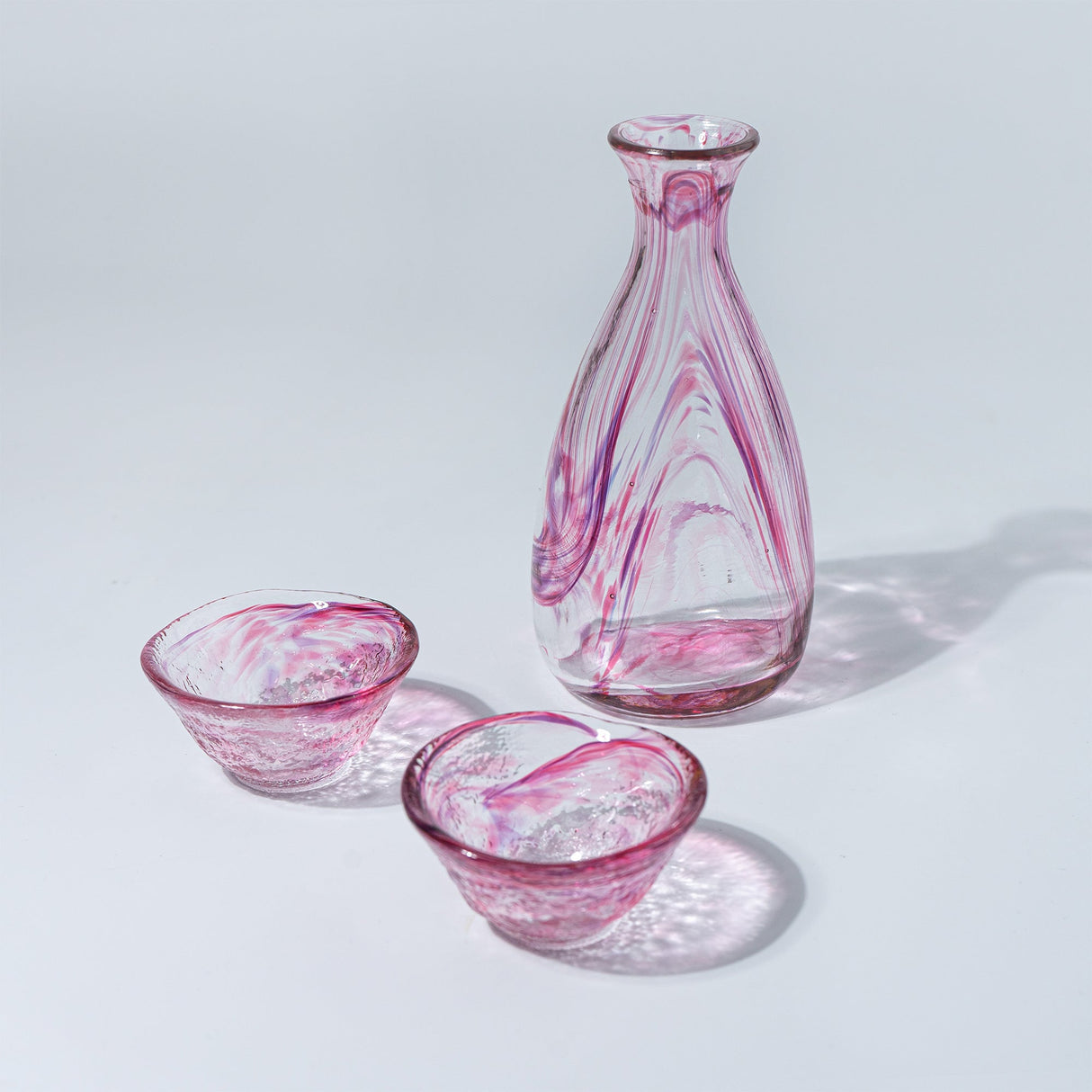 Handmade Sake Cup & Carafe Set - Pink