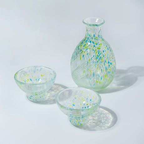 Handmade Sake Cup & Carafe Set - Green