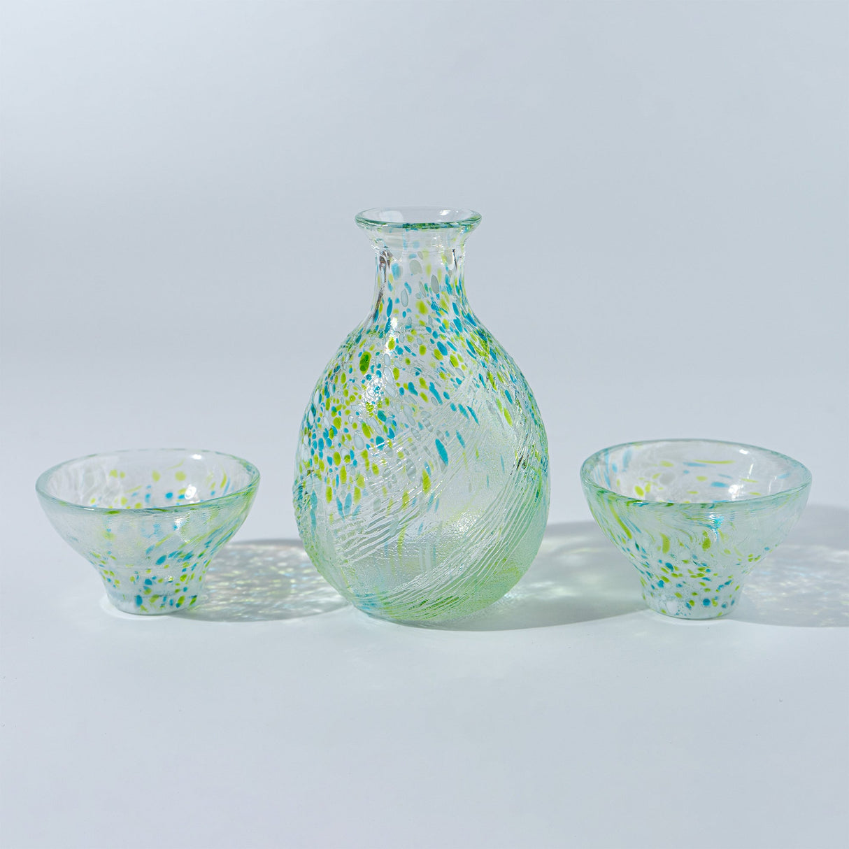 Handmade Sake Cup & Carafe Set - Green