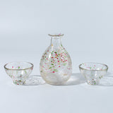 Handmade Sake Cup & Carafe Set - Pink/Green