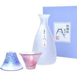 Mount Fuji Sake Cup & Carafe Box Set (Blue/Pink)