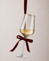 LUCARIS crystal Chardonnay glass tied with a burgundy velvet bow
