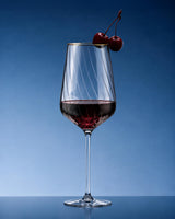 LUCARIS crystal Bordeaux glass with a gold rim, close-up