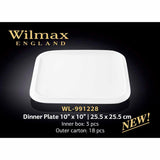 10" X 10" | 25.5 X 25.5 CM DINNER PLATE - WHITE - WILMAX (3pcs)