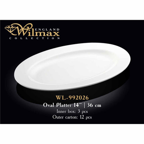 14" | 36 CM OVAL PLATTER - WHITE - WILMAX (3pcs)