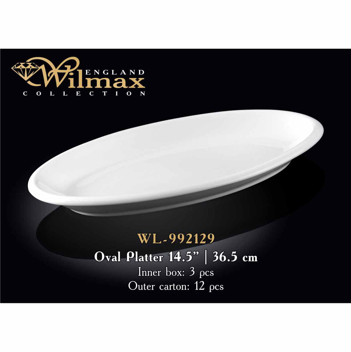 14.5" | 36.5 CM OVAL PLATTER - WHITE - WILMAX (3pcs)