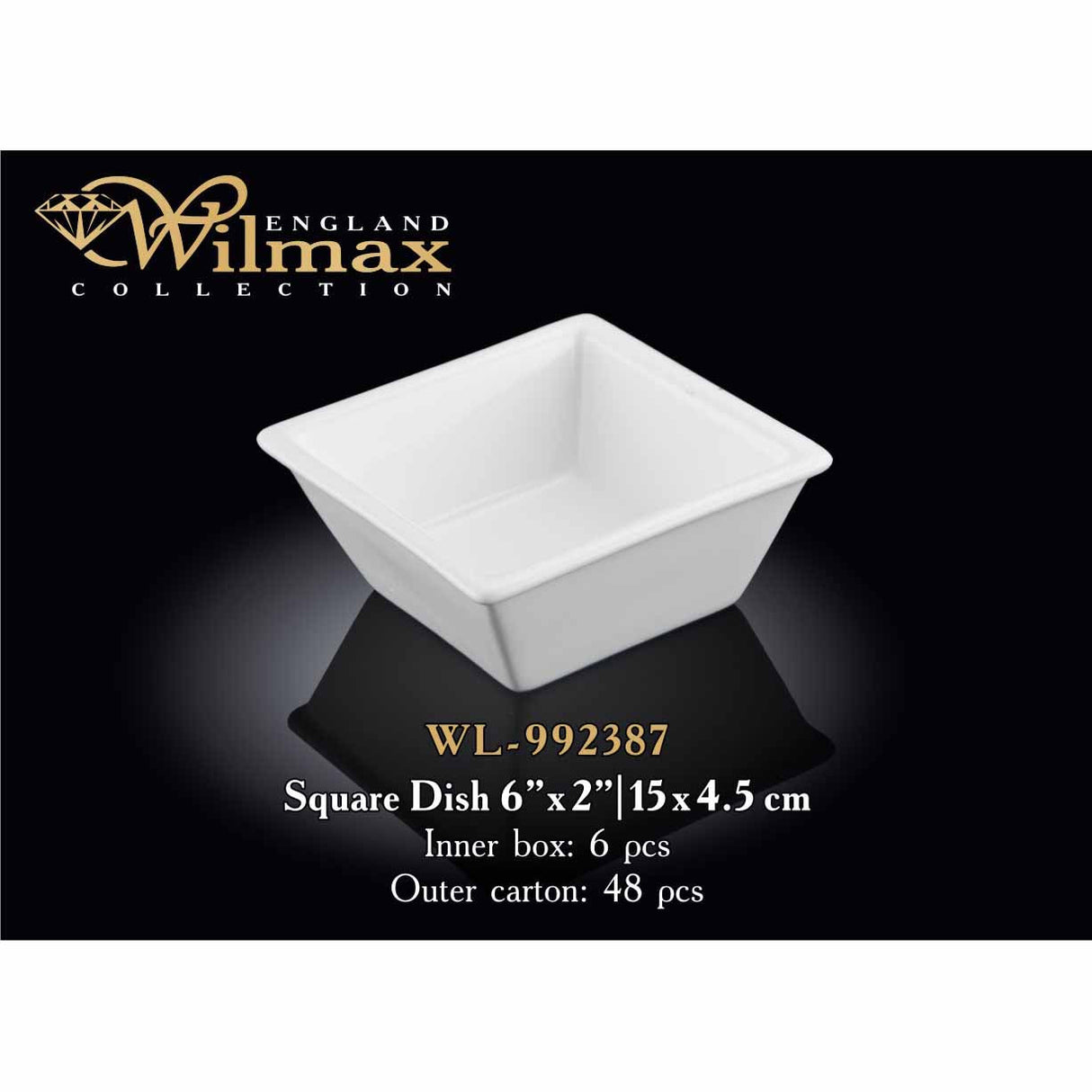 15 X 4.5 CM SQUARE DISH - WHITE - WILMAX (6pcs)