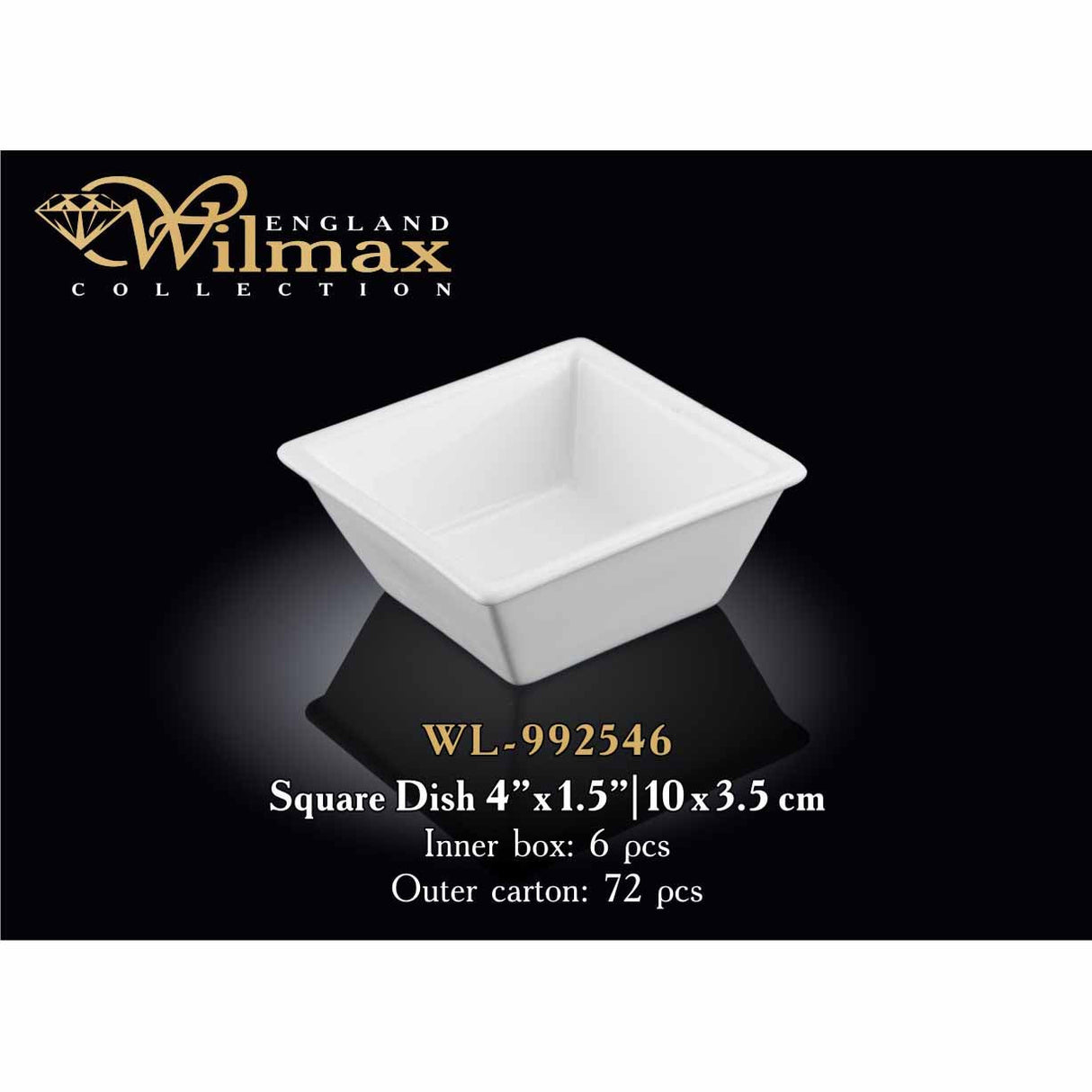 10cm SQUARE DISH - WHITE - WILMAX (6pcs)