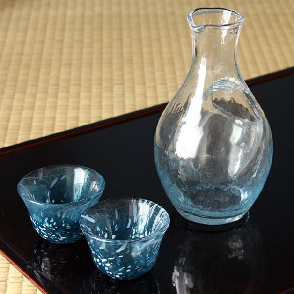 Handmade Sake Cup & Carafe Set - Blue