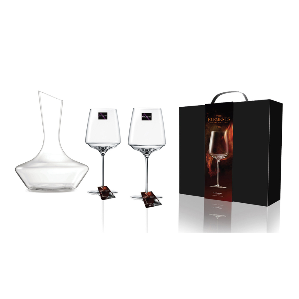 Elements Fire Handmade Wine Glass 830ml (2pcs) + Tokyo Temptation Decanter