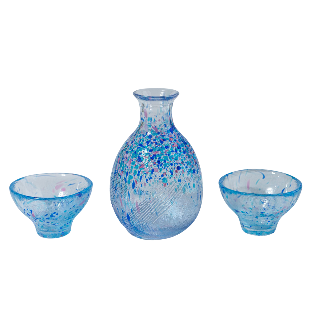 Handmade Sake Cup & Carafe Set - Blue