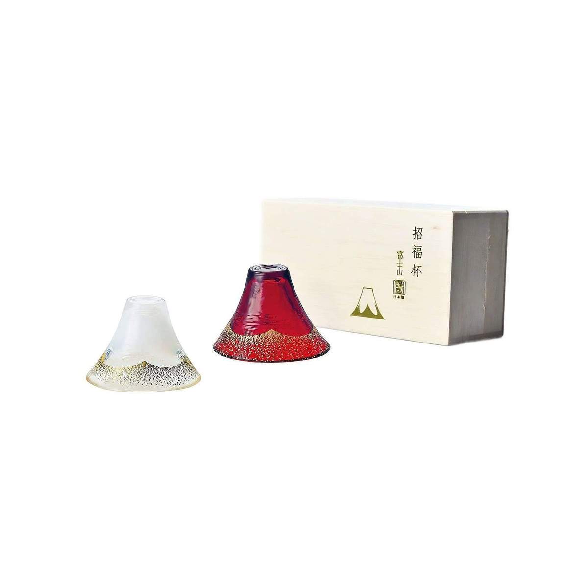 Shofukuhai Mount Fuji Sake Cup 65ml - Red/White Gold (Set of 2)